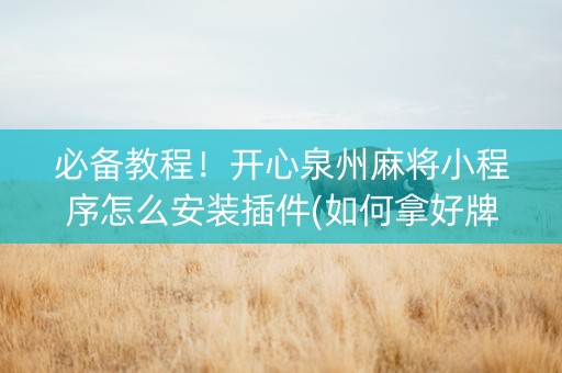 必备教程！开心泉州麻将小程序怎么安装插件(如何拿好牌)