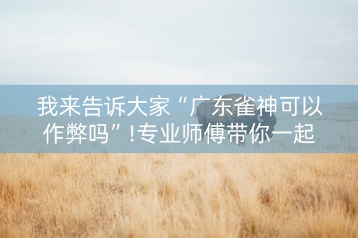我来告诉大家“广东雀神可以作弊吗”!专业师傅带你一起了解（详细教程）-知乎