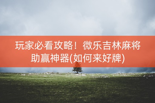 玩家必看攻略！微乐吉林麻将助赢神器(如何来好牌)