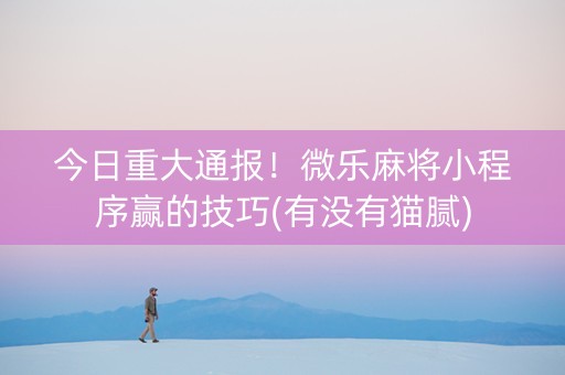 今日重大通报！微乐麻将小程序赢的技巧(有没有猫腻)