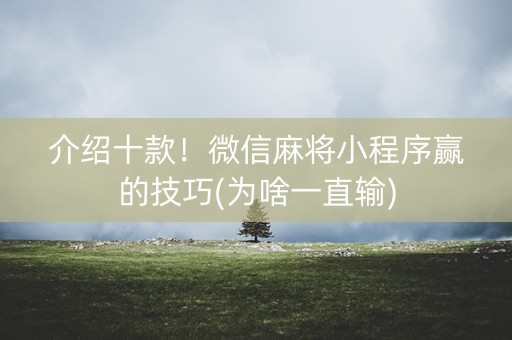 介绍十款！微信麻将小程序赢的技巧(为啥一直输)