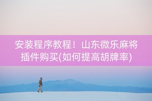 安装程序教程！山东微乐麻将插件购买(如何提高胡牌率)