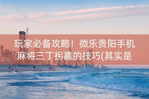 玩家必备攻略！微乐贵阳手机麻将三丁拐赢的技巧(其实是有挂确实有挂)