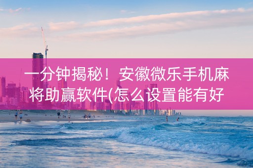 一分钟揭秘！安徽微乐手机麻将助赢软件(怎么设置能有好牌)