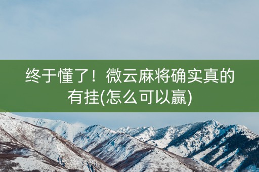 终于懂了！微云麻将确实真的有挂(怎么可以赢)