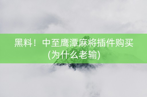 黑料！中至鹰潭麻将插件购买(为什么老输)