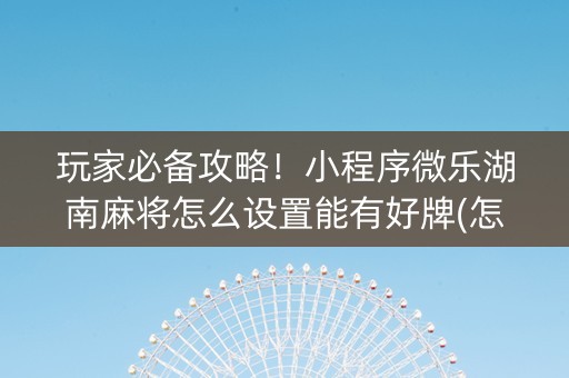 玩家必备攻略！小程序微乐湖南麻将怎么设置能有好牌(怎么设置能有好牌)