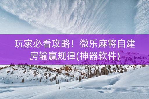 玩家必看攻略！微乐麻将自建房输赢规律(神器软件)