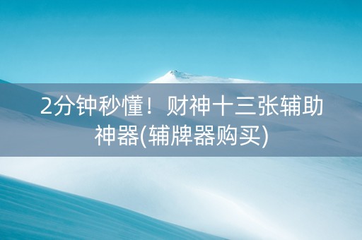 2分钟秒懂！财神十三张辅助神器(辅牌器购买)