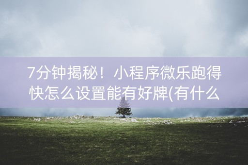 7分钟揭秘！小程序微乐跑得快怎么设置能有好牌(有什么规律)