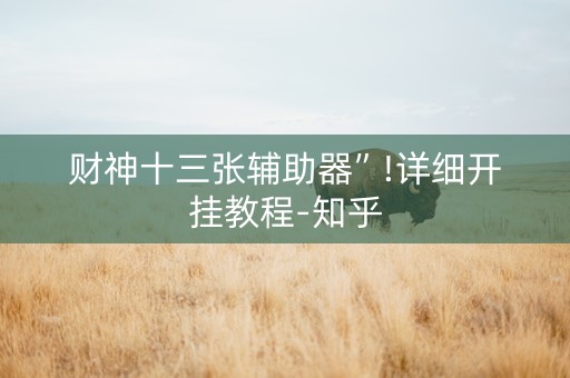 财神十三张辅助器”!详细开挂教程-知乎