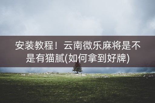 安装教程！云南微乐麻将是不是有猫腻(如何拿到好牌)