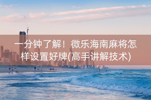一分钟了解！微乐海南麻将怎样设置好牌(高手讲解技术)