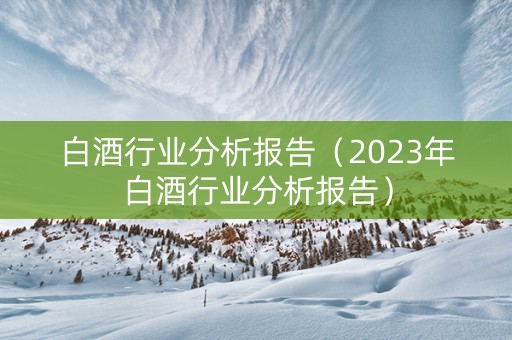 白酒行业分析报告（2023年白酒行业分析报告）