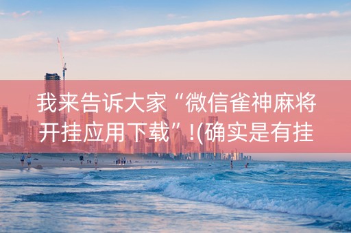 我来告诉大家“微信雀神麻将开挂应用下载”!(确实是有挂)-知乎