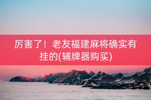 厉害了！老友福建麻将确实有挂的(辅牌器购买)