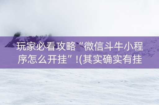 玩家必看攻略“微信斗牛小程序怎么开挂”!(其实确实有挂)-知乎