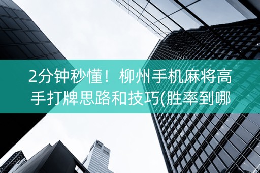 2分钟秒懂！柳州手机麻将高手打牌思路和技巧(胜率到哪调)