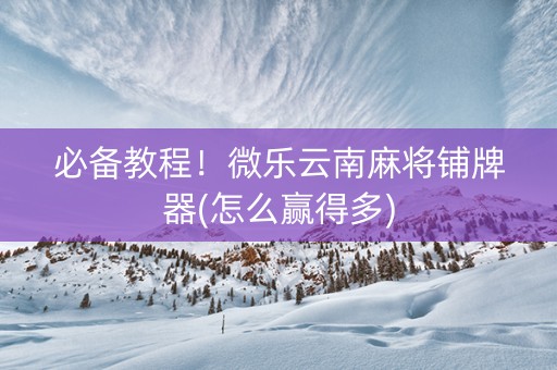 必备教程！微乐云南麻将铺牌器(怎么赢得多)