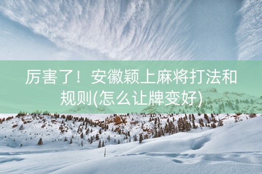 厉害了！安徽颖上麻将打法和规则(怎么让牌变好)