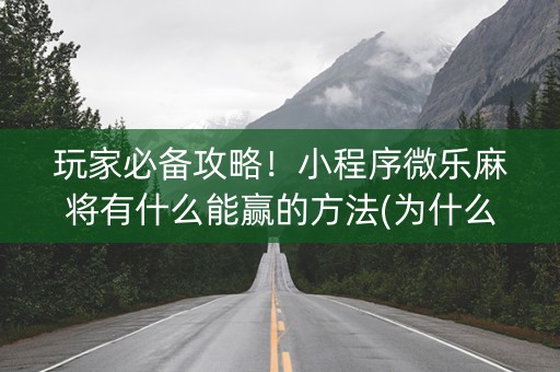 玩家必备攻略！小程序微乐麻将有什么能赢的方法(为什么老是输呢)