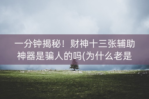一分钟揭秘！财神十三张辅助神器是骗人的吗(为什么老是输呢)