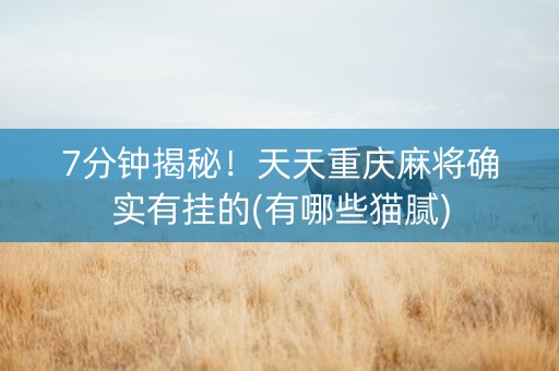 7分钟揭秘！天天重庆麻将确实有挂的(有哪些猫腻)