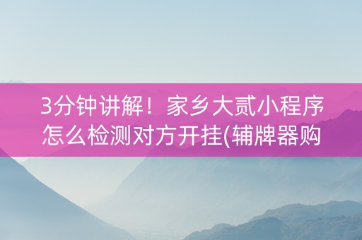 3分钟讲解！家乡大贰小程序怎么检测对方开挂(辅牌器购买)
