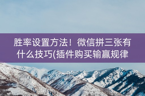胜率设置方法！微信拼三张有什么技巧(插件购买输赢规律)