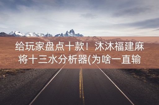 给玩家盘点十款！沐沐福建麻将十三水分析器(为啥一直输)