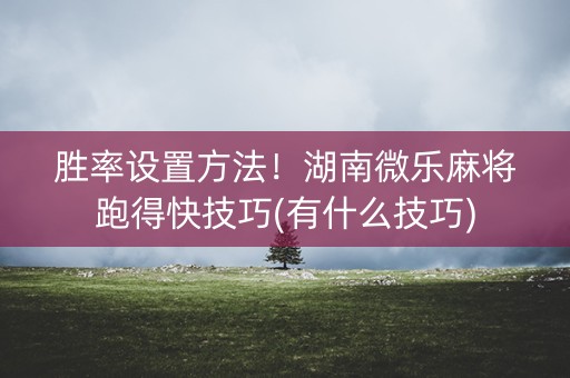 胜率设置方法！湖南微乐麻将跑得快技巧(有什么技巧)