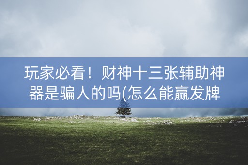 玩家必看！财神十三张辅助神器是骗人的吗(怎么能赢发牌规律)