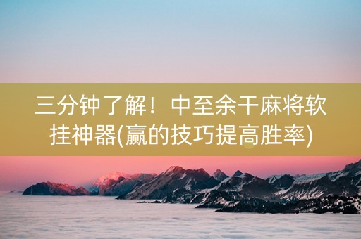 三分钟了解！中至余干麻将软挂神器(赢的技巧提高胜率)