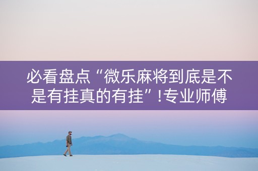 必看盘点“微乐麻将到底是不是有挂真的有挂”!专业师傅带你一起了解（详细教程）-知乎
