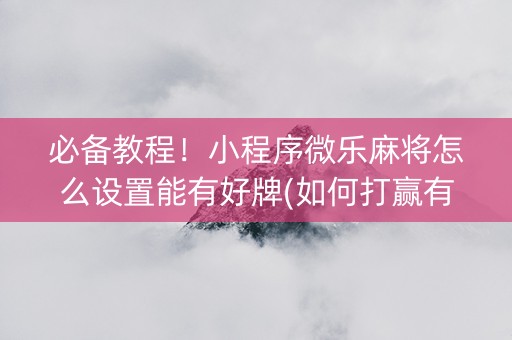 必备教程！小程序微乐麻将怎么设置能有好牌(如何打赢有插件吗)