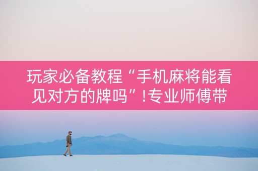 玩家必备教程“手机麻将能看见对方的牌吗”!专业师傅带你一起了解（详细教程）-知乎