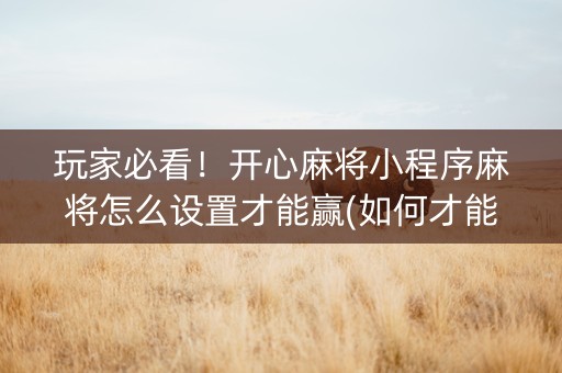 玩家必看！开心麻将小程序麻将怎么设置才能赢(如何才能赢)