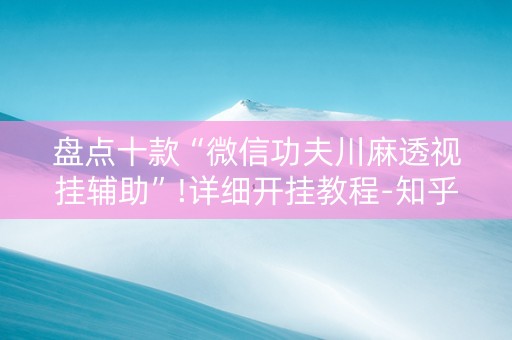 盘点十款“微信功夫川麻透视挂辅助”!详细开挂教程-知乎