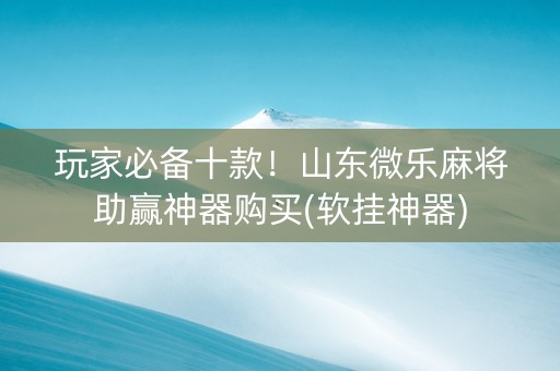 玩家必备十款！山东微乐麻将助赢神器购买(软挂神器)