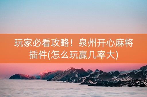 玩家必看攻略！泉州开心麻将插件(怎么玩赢几率大)