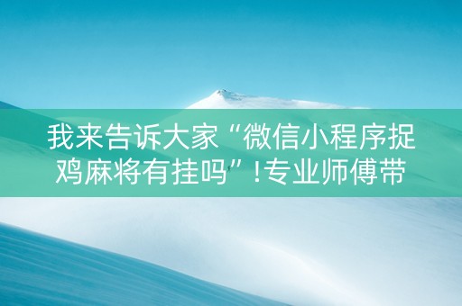 我来告诉大家“微信小程序捉鸡麻将有挂吗”!专业师傅带你一起了解（详细教程）-知乎