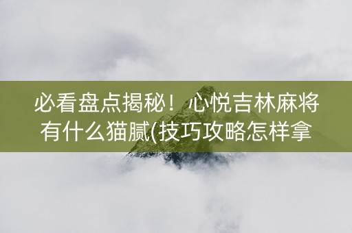 必看盘点揭秘！心悦吉林麻将有什么猫腻(技巧攻略怎样拿好牌)