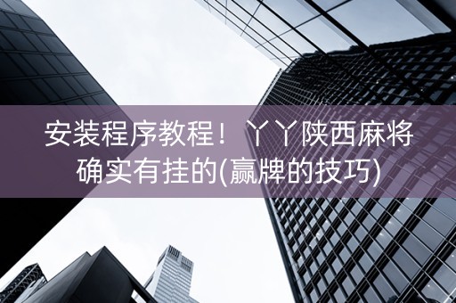 安装程序教程！丫丫陕西麻将确实有挂的(赢牌的技巧)