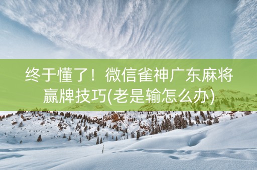 终于懂了！微信雀神广东麻将赢牌技巧(老是输怎么办)