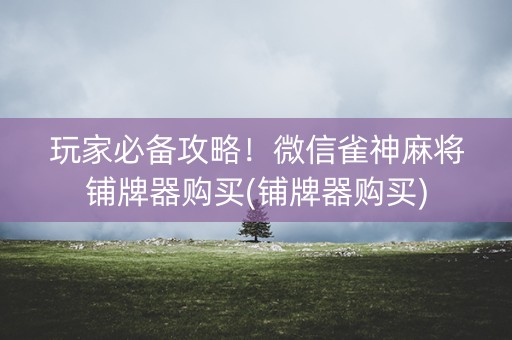 玩家必备攻略！微信雀神麻将铺牌器购买(铺牌器购买)