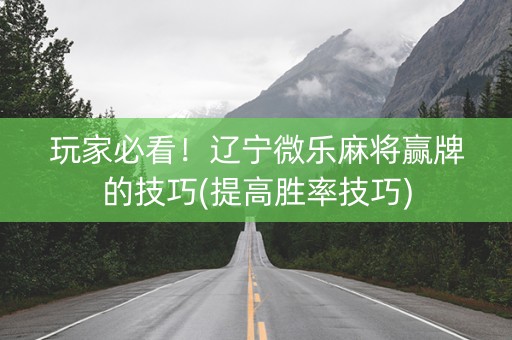 玩家必看！辽宁微乐麻将赢牌的技巧(提高胜率技巧)