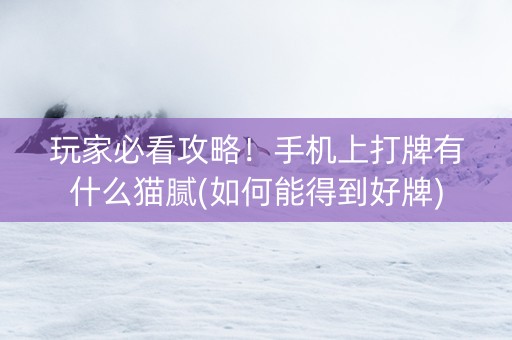 玩家必看攻略！手机上打牌有什么猫腻(如何能得到好牌)