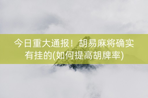 今日重大通报！胡易麻将确实有挂的(如何提高胡牌率)