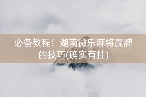 必备教程！湖南微乐麻将赢牌的技巧(确实有挂)