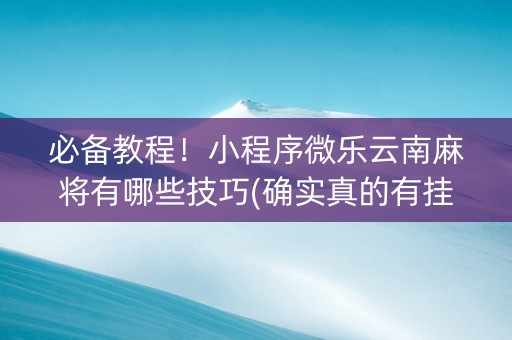 必备教程！小程序微乐云南麻将有哪些技巧(确实真的有挂)